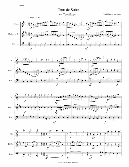 Tout De Suite Or Toot Sweet For Reed Trio Sheet Music