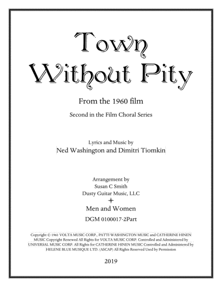 Free Sheet Music Town Without Pity 2 Voice Men Women