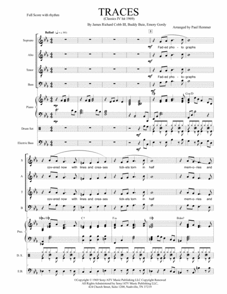 Traces Satb Full Score And Rhythm Parts Sheet Music