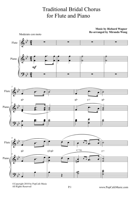 Traditional Bridal Chorus For Flute Piano Sheet Music