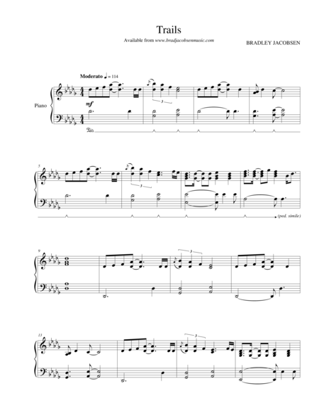 Free Sheet Music Trails By Brad Jacobsen