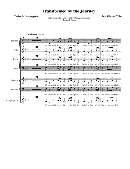 Transformed By The Journey Choirs Congregation Version Sheet Music