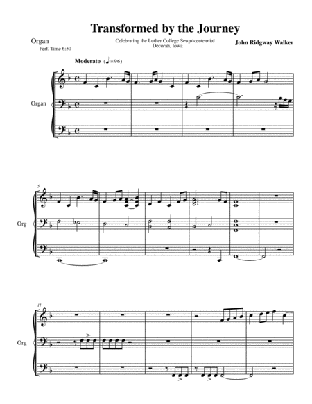 Transformed By The Journey Organ Accompaniment Score Sheet Music