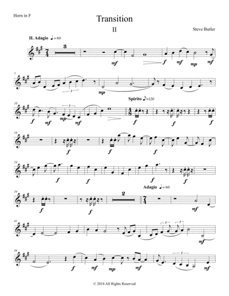 Transition Ii Part Horn F Sheet Music