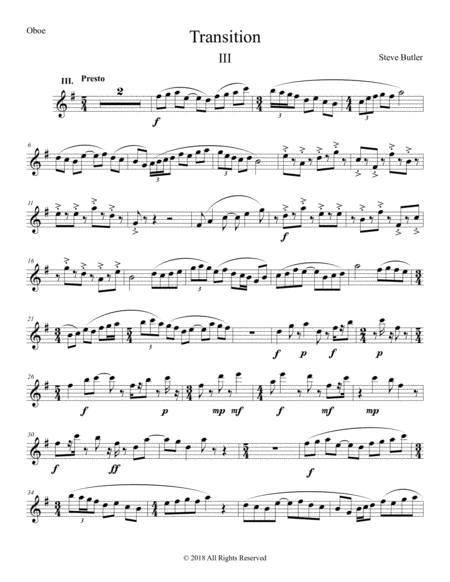 Transition Iii Part Oboe Sheet Music