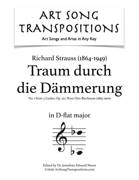 Traum Durch Die Dmmerung Op 29 No 1 Transposed To D Flat Major Sheet Music