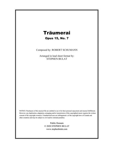 Traumerai Schumann Lead Sheet In Original Key Of F Sheet Music