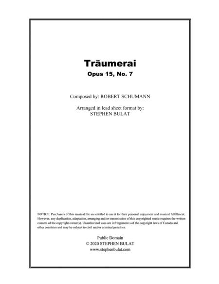 Free Sheet Music Traumerai Schumann Lead Sheet Key Of E
