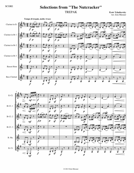 Free Sheet Music Trepak From The Nutcracker For Clarinet Quartet