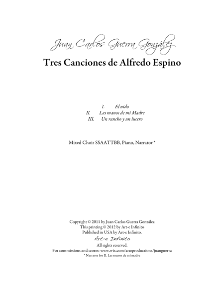 Free Sheet Music Tres Canciones De Alfredo Espino Coro Piano