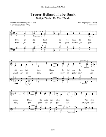 Treuer Heiland Habe Dank Faithful Savior We Give Thanks Sheet Music