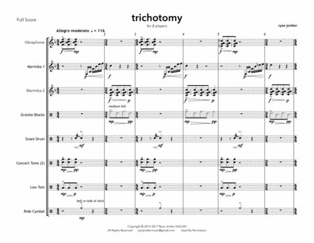 Free Sheet Music Trichotomy Percussion Ensemble For 8 Players
