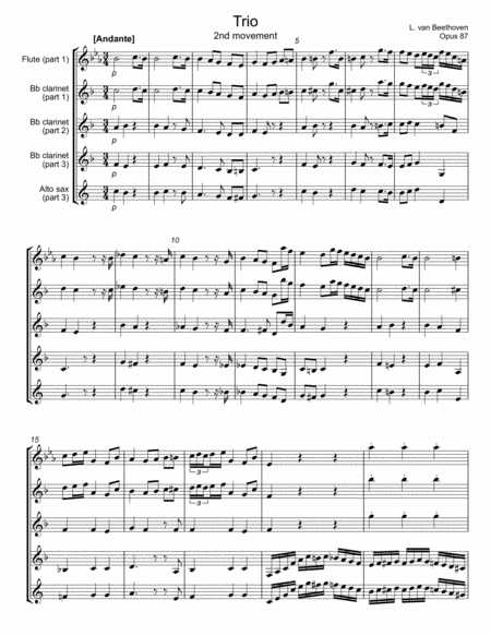 Trio 2nd Movement Beethoven Sheet Music