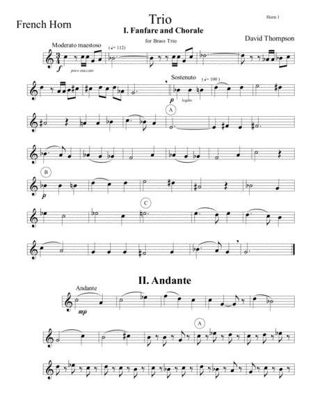 Free Sheet Music Trio For Brass