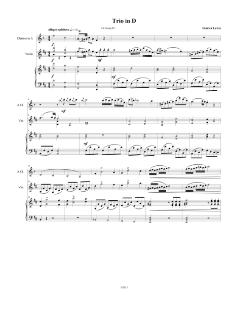 Free Sheet Music Trio For Clarinet Violin And Piano In D Major Op 1 1