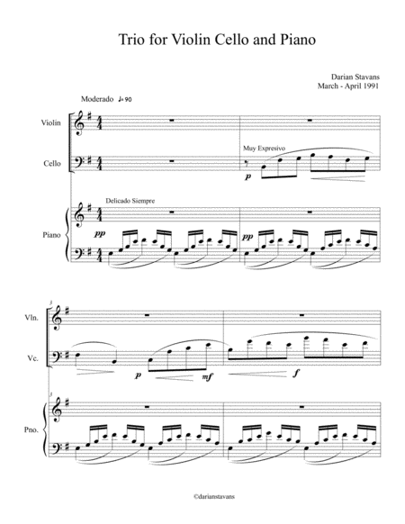 Trio For Violin Cello And Piano Sheet Music