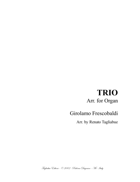 Free Sheet Music Trio Frescobaldi Arr For Organ