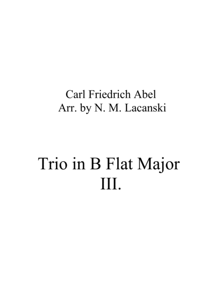 Trio In B Flat Major Movement 3 Sheet Music