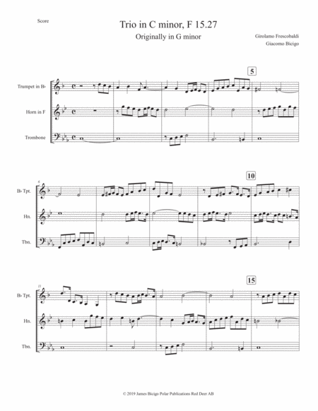 Trio In C Minor F 15 27 Originally In G Minor Sheet Music