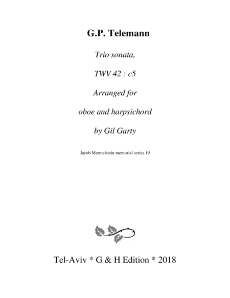 Free Sheet Music Trio Sonata Oboe Viola Continuo Twv 42 C5 C Minor Arrangement For Oboe And Harpichord