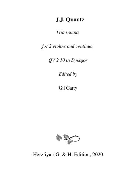 Trio Sonata Qv 2 10 For 2 Violins Or Flutes And Continuo In D Major Sheet Music