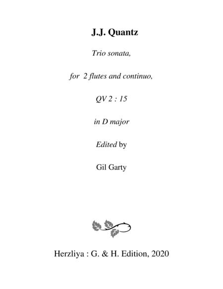 Trio Sonata Qv 2 15 For 2 Flutes And Continuo In D Major Sheet Music