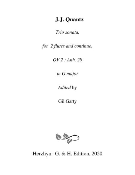 Free Sheet Music Trio Sonata Qv 2 Anh 28 For 2 Flutes And Continuo In G Major
