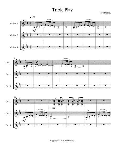 Triple Play For Three Guitars Sheet Music