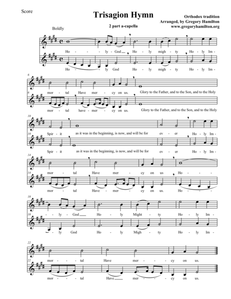 Trisagion Hymn Sheet Music