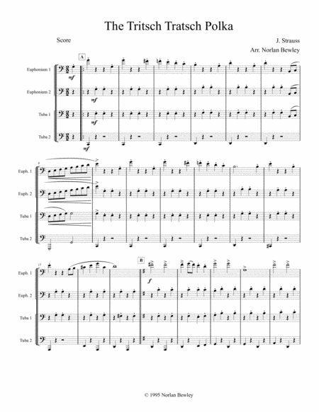 Tritsch Tratsch Polka Tuba Euphonium Quartet Sheet Music