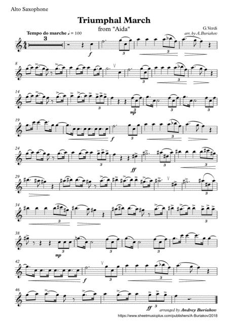 Triuphal March From Aida Alto Saxophone Sheet Music