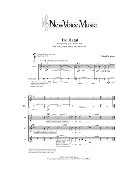 Tro Hatal Navajo Song Of The Rain Chant Sheet Music