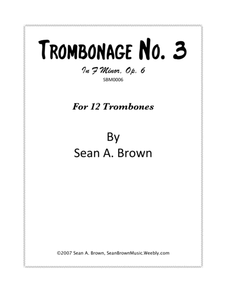 Trombonage No 3 In F Minor Op 6 Sheet Music