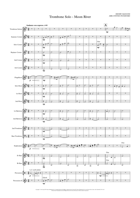 Free Sheet Music Trombone Solo With Brass Band Moon River