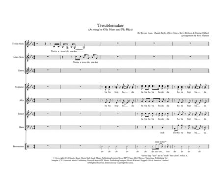 Free Sheet Music Troublemaker A Cappella