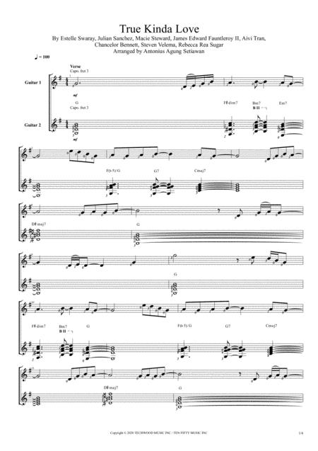 True Kinda Love Duet Guitar Score Sheet Music