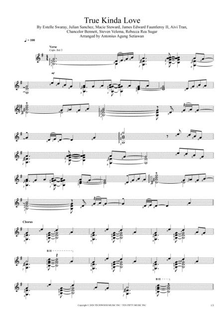 True Kinda Love Solo Guitar Score Sheet Music