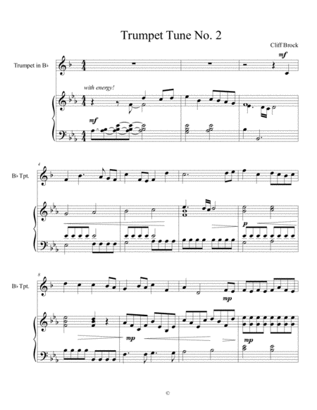 Free Sheet Music Trumpet Tune No 2 C Brock