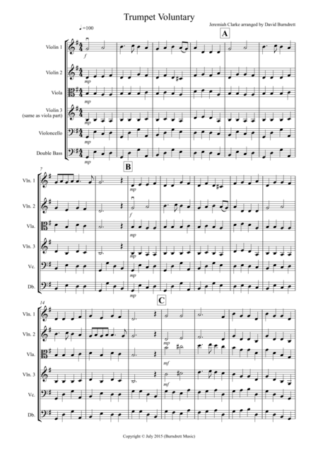 Free Sheet Music Trumpet Voluntary For String Orchestra