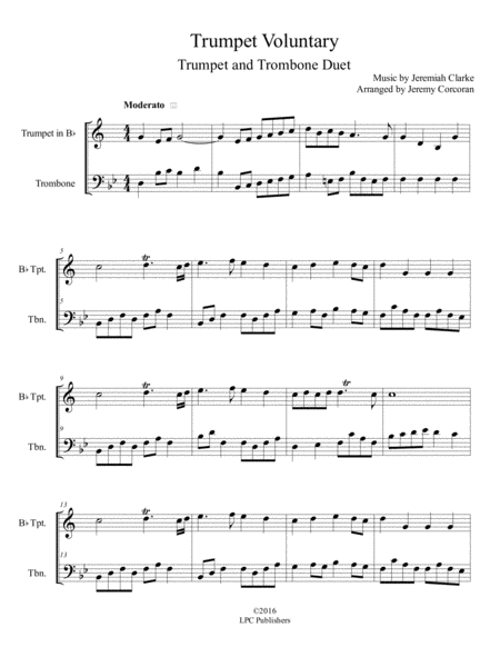 Free Sheet Music Trumpet Voluntary For Trumpet And Trombone