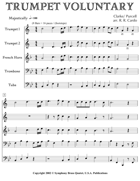 Trumpet Voluntary From Wedding Music For Brass Quintet Professional Edition Sheet Music