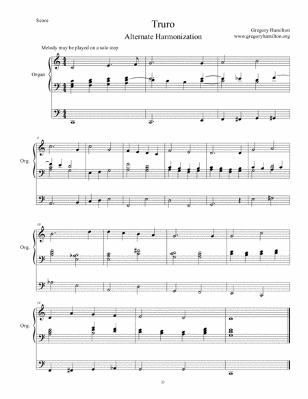 Free Sheet Music Truro Lift Up Your Heads Alternate Harmonization