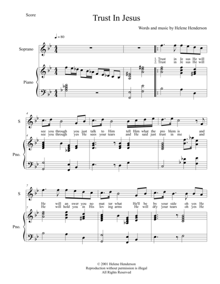 Free Sheet Music Trust In Jesus