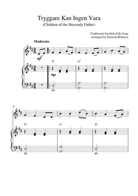 Tryggare Kan Ingen Vara Violin Solo And Piano Accompaniment Sheet Music