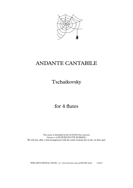 Free Sheet Music Tschaikovsky Andante Cantabile From Quartet Op 11 Arranged For 4 Flutes