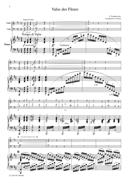 Tschaikowsky Valse Des Fleurs From The Nutcracker For Piano Trio Pt003 Sheet Music