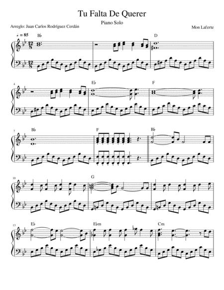 Free Sheet Music Tu Falta De Querer