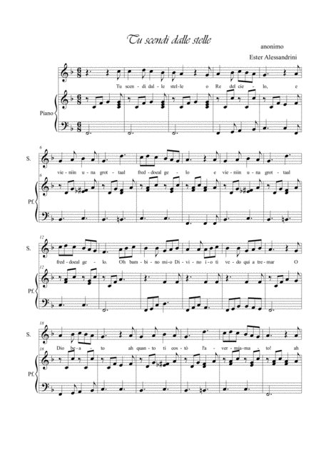 Free Sheet Music Tu Scendi Dalle Stelle Voce E Piano