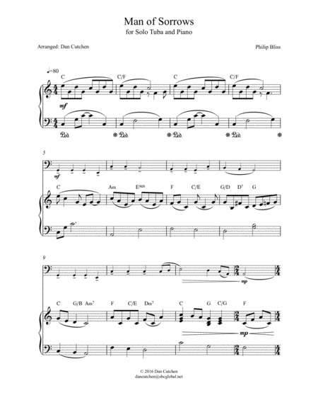 Free Sheet Music Tuba Man Of Sorrows Theme And Variations