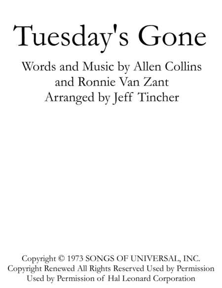 Tuesdays Gone Sheet Music